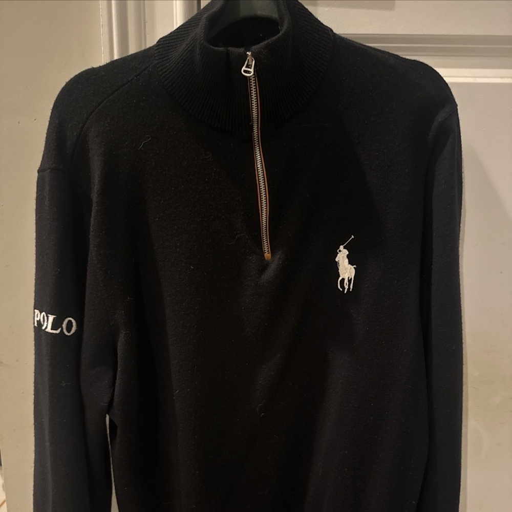 Polo Golf Ralph Lauren Black Zip Up Sweater with Iconic Logo